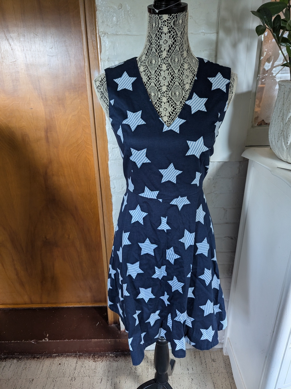 Draper James Navy Dress with White Star Print